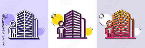 Agent line icon. Halftone dotted pattern. Gradient icon with grain shadow. Real estate realtor sign. Building architect symbol. Line agent icon. Various designs. Vector
