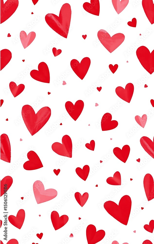 seamless pattern with hearts, red hearts on white background seamless pattern with hearts, red hearts on white background