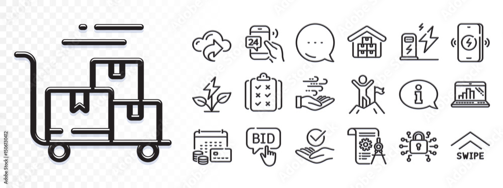 Fototapeta premium Swipe up, 24h service and Divider document line icons for web app. Glare of light effect. Message icon. Pack of Rule, Bid offer, Charging station pictogram icons. Vector