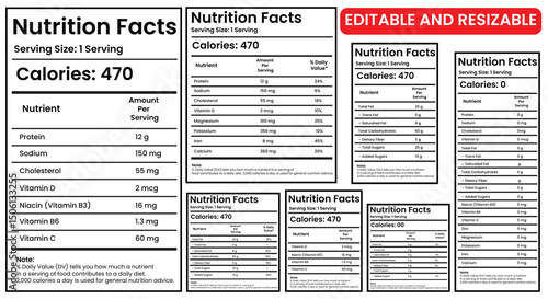 nutrition facts, nutrition facts label, vitamin facts, nutrition fact template