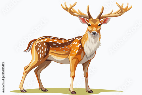 vector of Male European fallow deer isolated on white background...