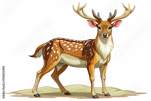 vector of Male European fallow deer isolated on white background...