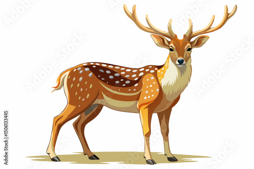 vector of Male European fallow deer isolated on white background...