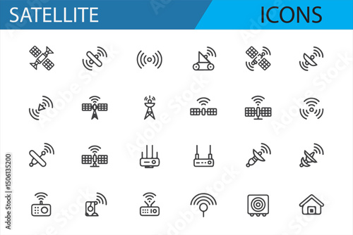 Vector Icons for Telecommunications, Satellite and Signal Transmission