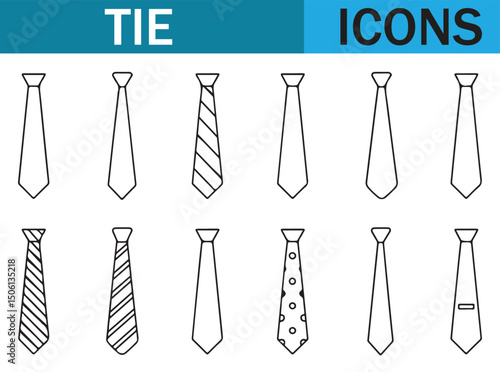Elegant Tie Sketches - Line Art of Different Tie Designs