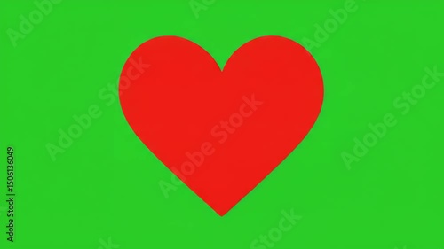 Pulsing red heart on chroma green background