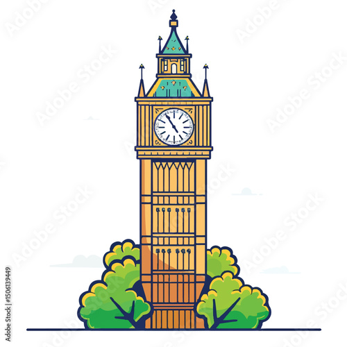 A cute of Big Ben vector illustration