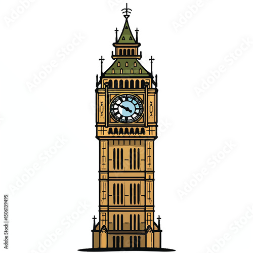 A cute of Big Ben vector illustration
