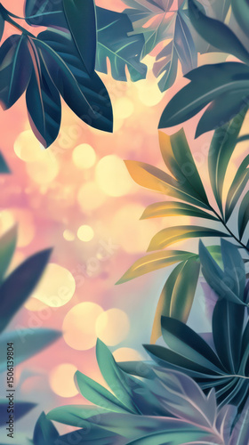 Botanical Serenity: Nature's gentle touch is on display with lush greenery, a soft bokeh background and a spectrum of muted color palette, making you feel calmness and tranquility.