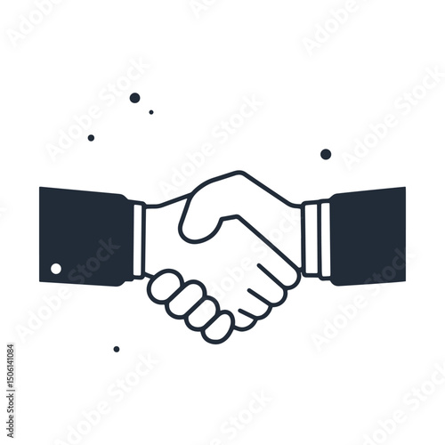 Minimal handshake icon symbolizing agreement, partnership, teamwork, or business deal in a clean vector style icon