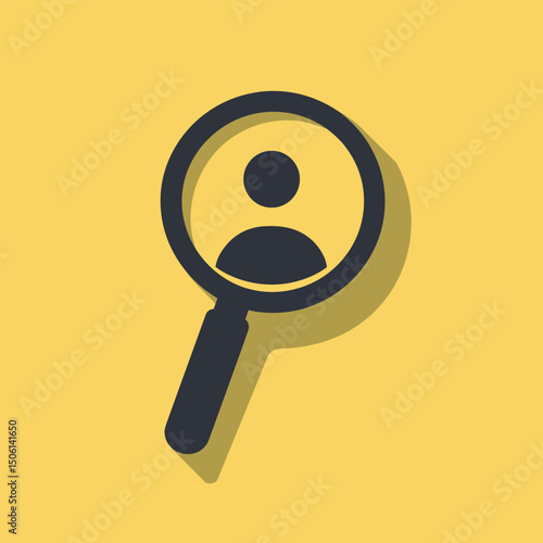 User search icon with a magnifying glass highlighting a person, representing recruitment, focus, and candidate selection