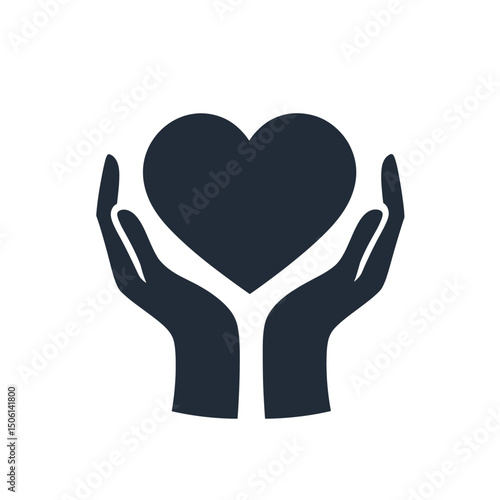 Compassion icon of hands holding a heart, symbolizing generosity, care, and heartfelt support