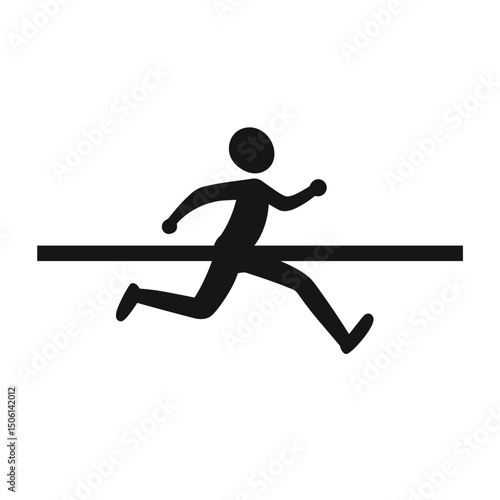 Hurdle icon of a person jumping over a barrier, representing athletics, competition, and overcoming obstacles