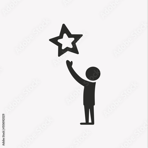 Aspiration icon of a person reaching upward to touch a star, representing hope, motivation, and dreams