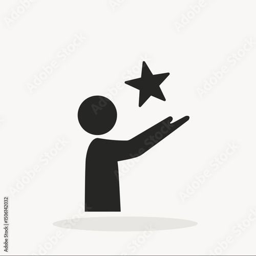 Goal icon of a person presenting a star, symbolizing recognition, achievement, and reward