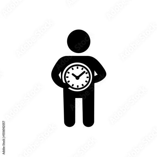 Silhouette of a person holding a large clock, perfect for concepts like time management, punctuality, deadline, scheduling, productivity, and efficiency