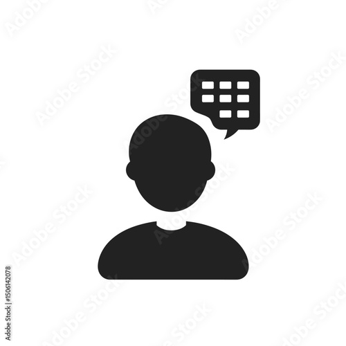 Profile silhouette with a text message bubble, ideal for chat, online messaging, communication, forum, discussion, feedback, and social network concepts