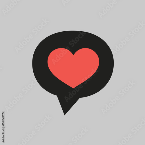 Simple chat bubble with a heart, perfect for love message, favorite, romantic conversation, support, appreciation, social media, or positive feedback