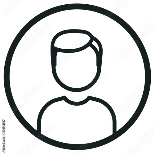 Simple male avatar profile inside a bold circular frame, ideal for user, account, profile, identification, social media, or professional contact representation