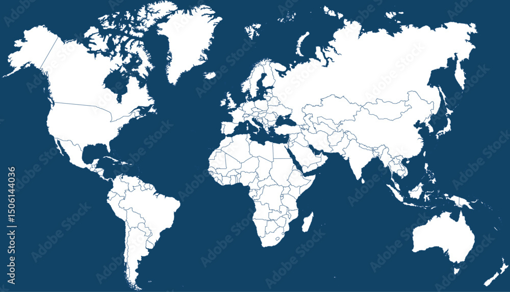 Fototapeta premium World map. Blue modern vector map. Silhouette map. 