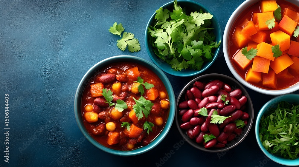 An assortment of different bowls filled with delicious foods offering a visual delight for culinary enthusiasts An assortment of different bowls filled with delicious foods offering a visual delight for culinary enthusiasts
