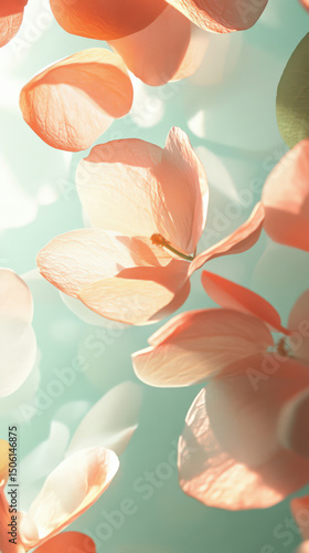 Dancing Petals: Delicate, translucent petals float gracefully against a soft, dreamy background, each a testament to the fragile beauty of nature.