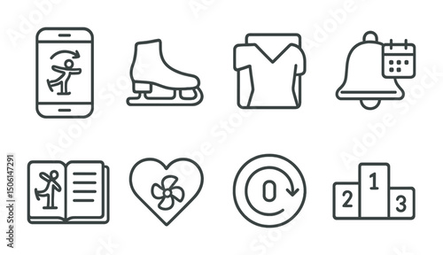 Fitness and exercise outline icons set – health, wellness, gym symbols
