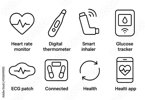 Healthcare and medical outline icons set – linear, health, fitness symbols