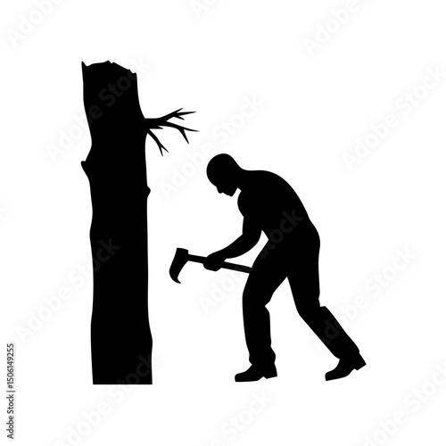 Lenhador com machado silhueta ícone vetor PNG