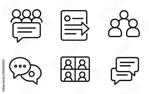 Communication outline icons set – chat, message, conversation symbols