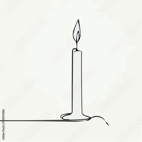 Simple line drawing of a candle with flame against a light background  