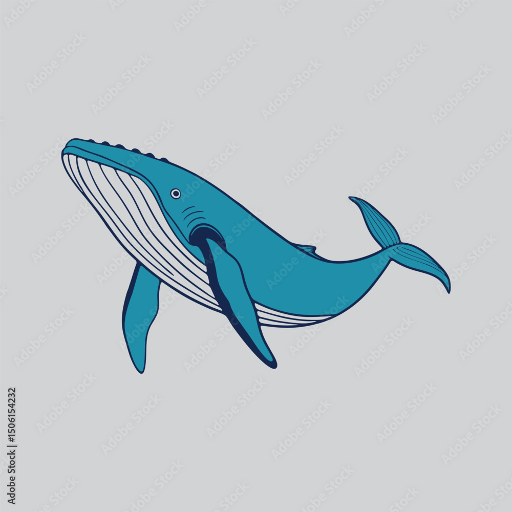 Fototapeta premium Blue Whale Illustration A Stunning Ocean Art Piece