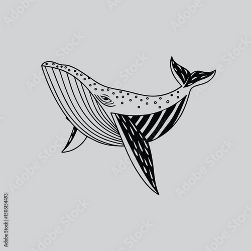 Detailed Marine Life Art silhouette
