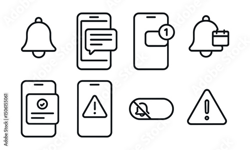 Line style icons of mobile app development: automation loop icon, triggered task badge, auto-message setup, conditional path icon, event-driven screen, smart bot in UI, app workflow engine