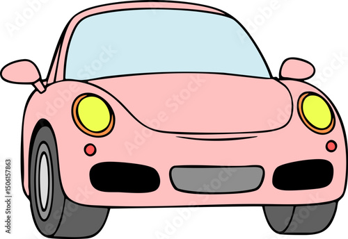 cute, pink, car, kawaii, adorable, cartoon, pastel, girly, fun, vehicle, small, sweet, toy-like, soft, happy, bubblegum, dreamy, stylish, aesthetic, retro, mini, playful, cheerful, design