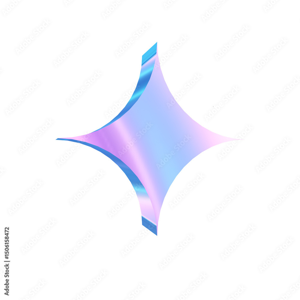 Fototapeta premium 3d render of chrome shape y2k inspired 0019