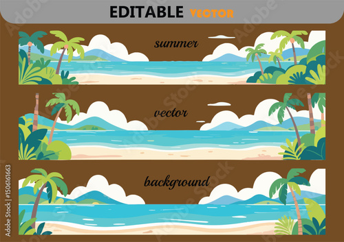 Tropical beach summer background vector illustration