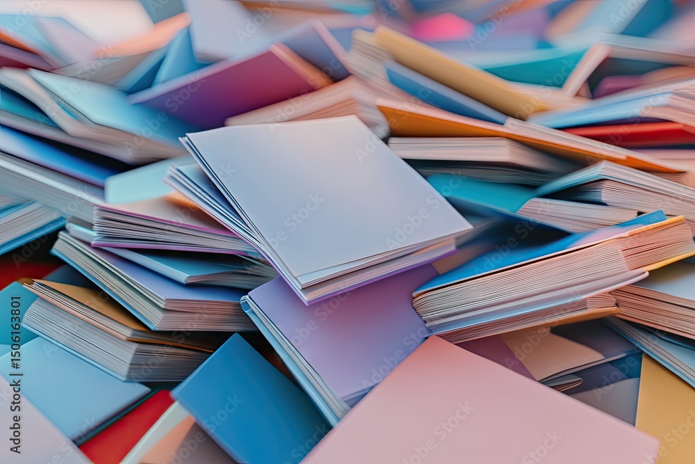 Obraz premium Colorful books piled high in a chaotic arrangement.