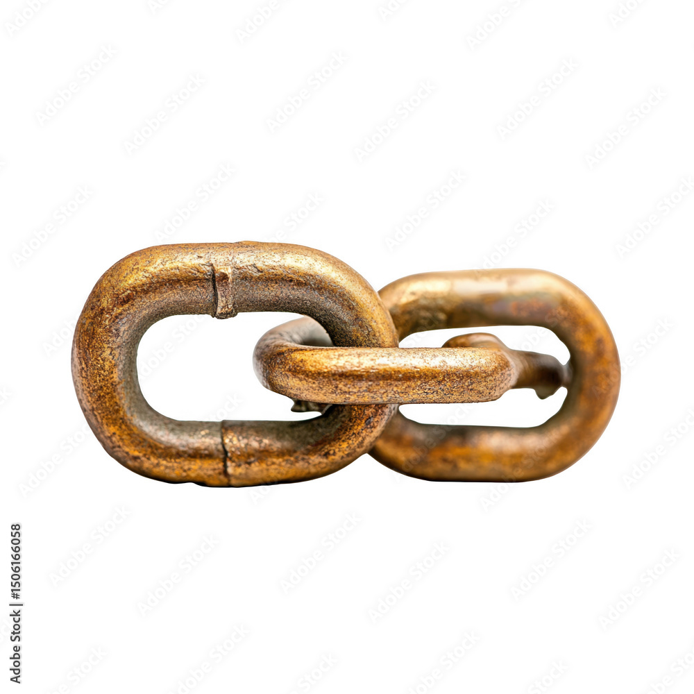 Two metal chain links connected together isolated on transparent background Two metal chain links connected together isolated on transparent background