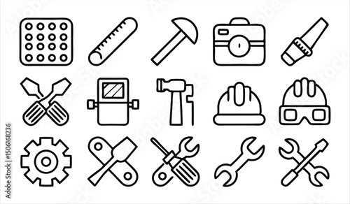 set of  outline icons related to accidents  line 