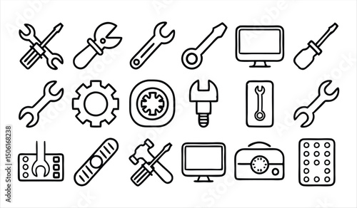 set of  outline icons related to accidents  line 