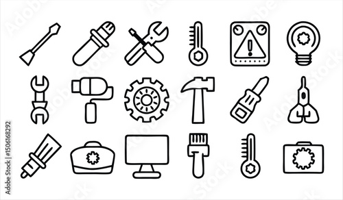 set of  outline icons related to accidents  line 