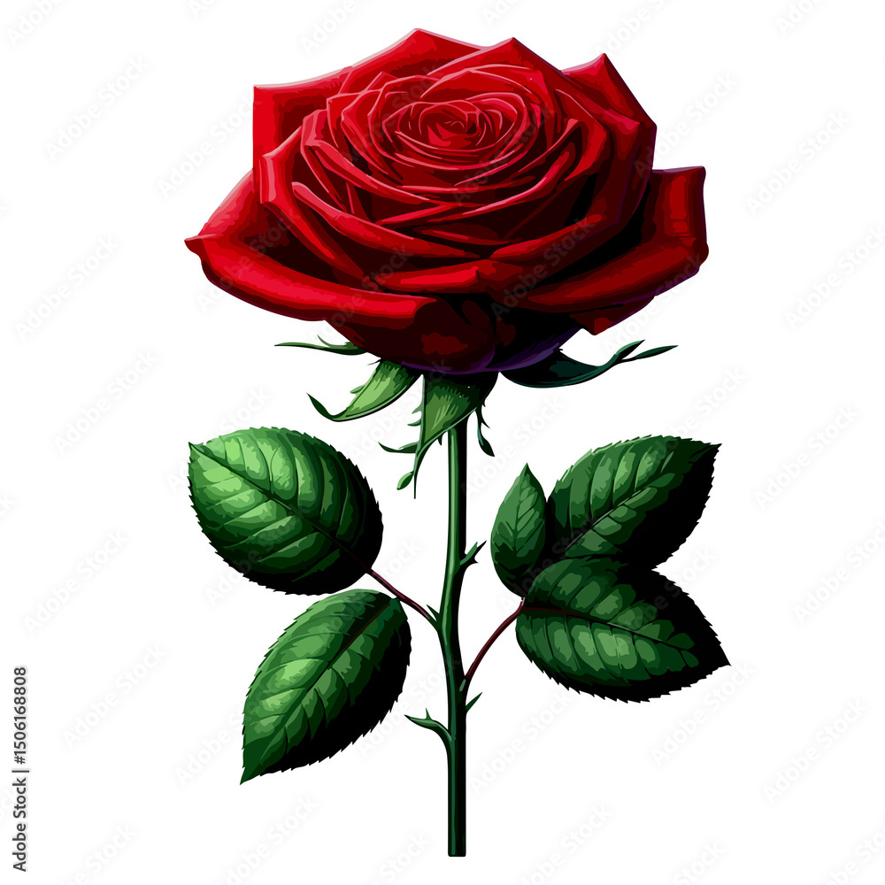Fototapeta premium red rose on white background