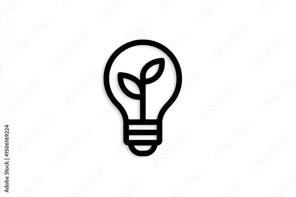 Eco-innovation light bulb with leaf symbolizing sustainable energy Eco-innovation light bulb with leaf symbolizing sustainable energy