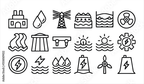 set of  outline icons related to masonry  linear