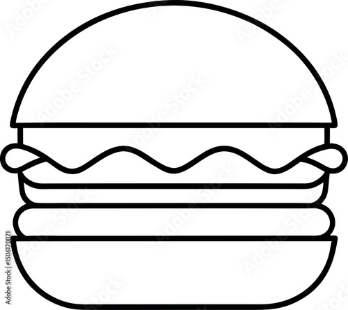 Hamburger outline vector on transparent background 