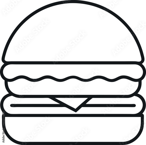 Hamburger outline vector on transparent background 