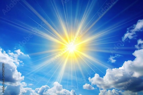 a bright sun shining in the sky representing