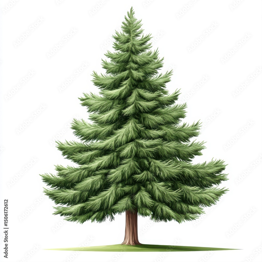 Fototapeta premium Lush Evergreen Pine Tree Isolated on White Background for Design Use