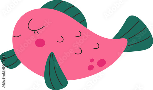 Smiling Cartoon Fish with Fins